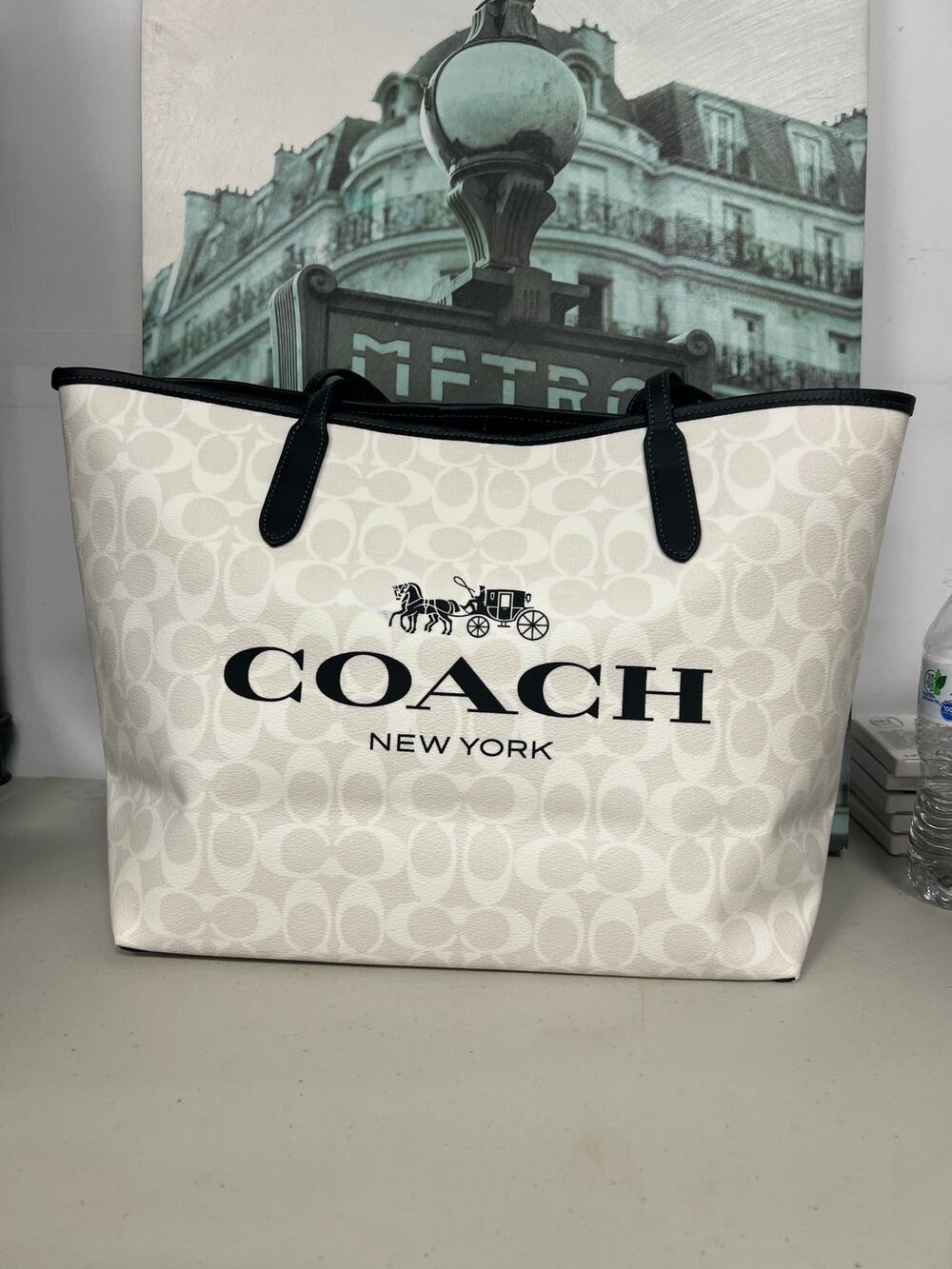 NWT Coach CP074 City Tote Chalk White Signature Canvas Leather Shoulder Tote Bag - Picture 1 of 7